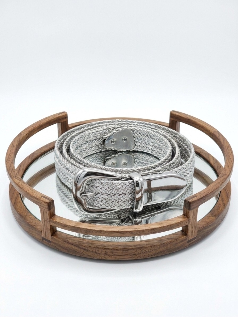 Silver Braided Belt with Buckle 43" X 1" READ Description